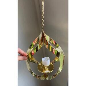 Vintage Brass Hanging Candle Holder | Mid Century Boho MCM Decor | Chain